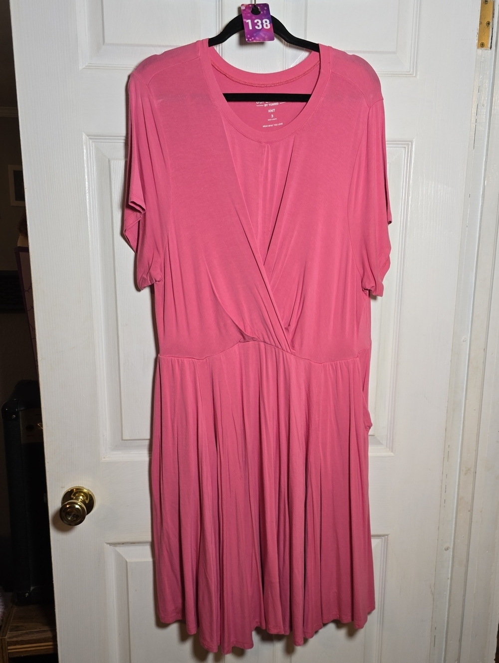 138 torrid 3 3X Pink Faux-Wrap Midi Dress
